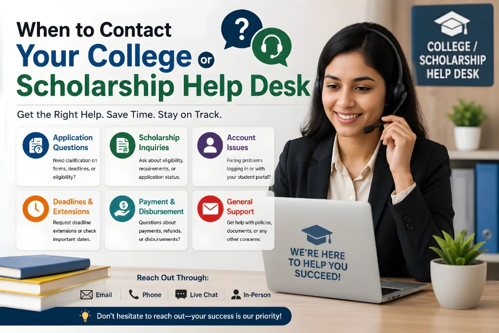 When to Contact Your College or Scholarship Help Desk